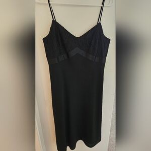 Elegant Silk Bodice Black Loft Women's Spaghetti Strap Dress *Strap Twisted*